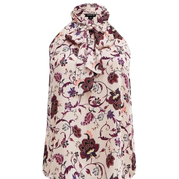 Torrid Satin Bow Tie-Front Floral Halter Top NWT Size 5 - Picture 3 of 5